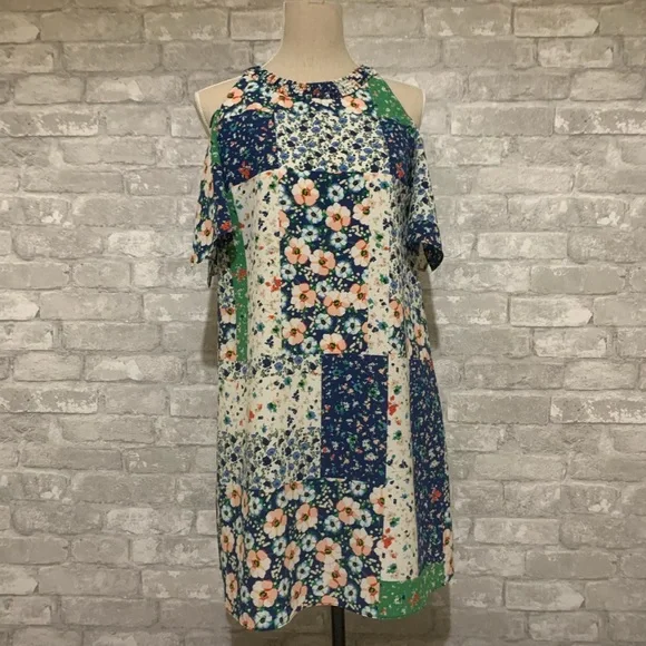 Zara | Dresses | Zara Floral Patchwork Short Sleeve Cold Open Shoulder Short  Dress Garden Brunch | Poshmark